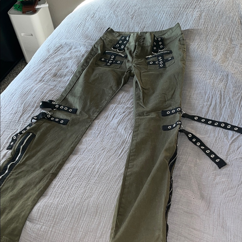 Hot Topic Olive Green Flare Pants
